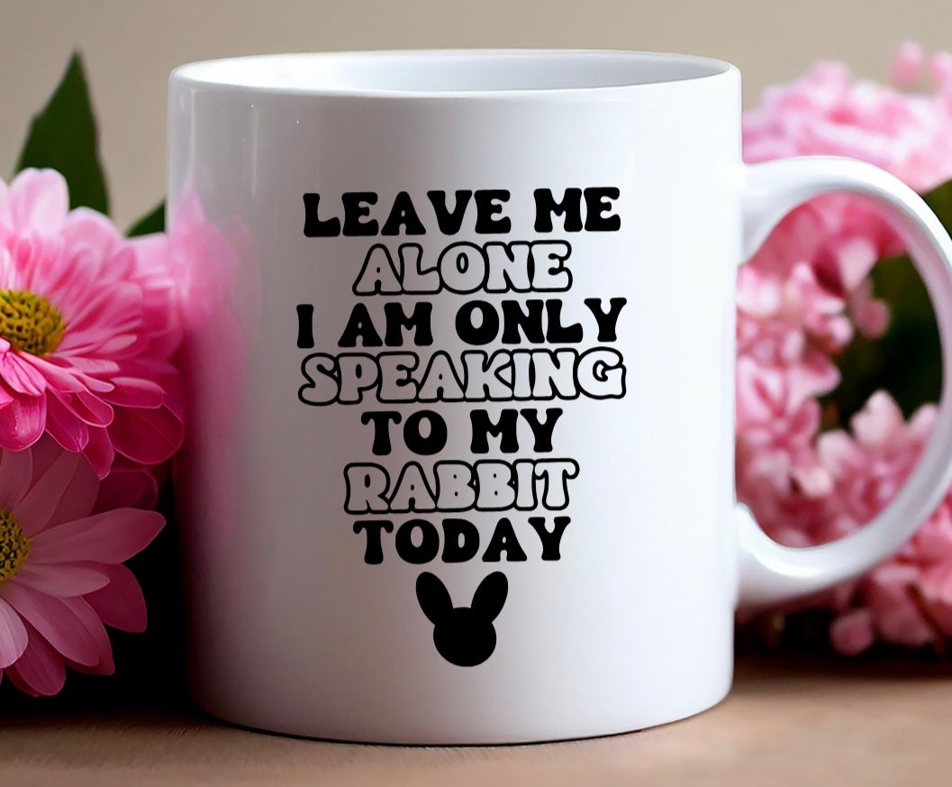 Leave me alone I'm only speaking to my rabbit today mug